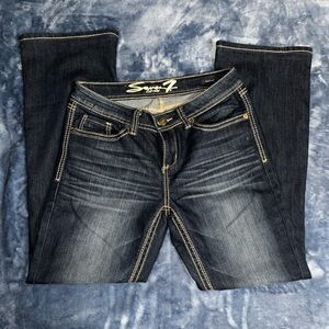 Seven7 Women's Indigo Bootcut Jeans with Contrast Stitching